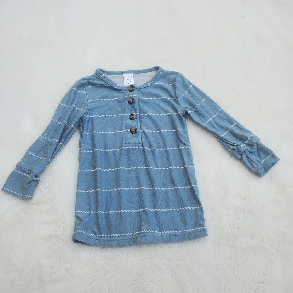 LouLou Blue Striped Kids Shirt Size 6-12m